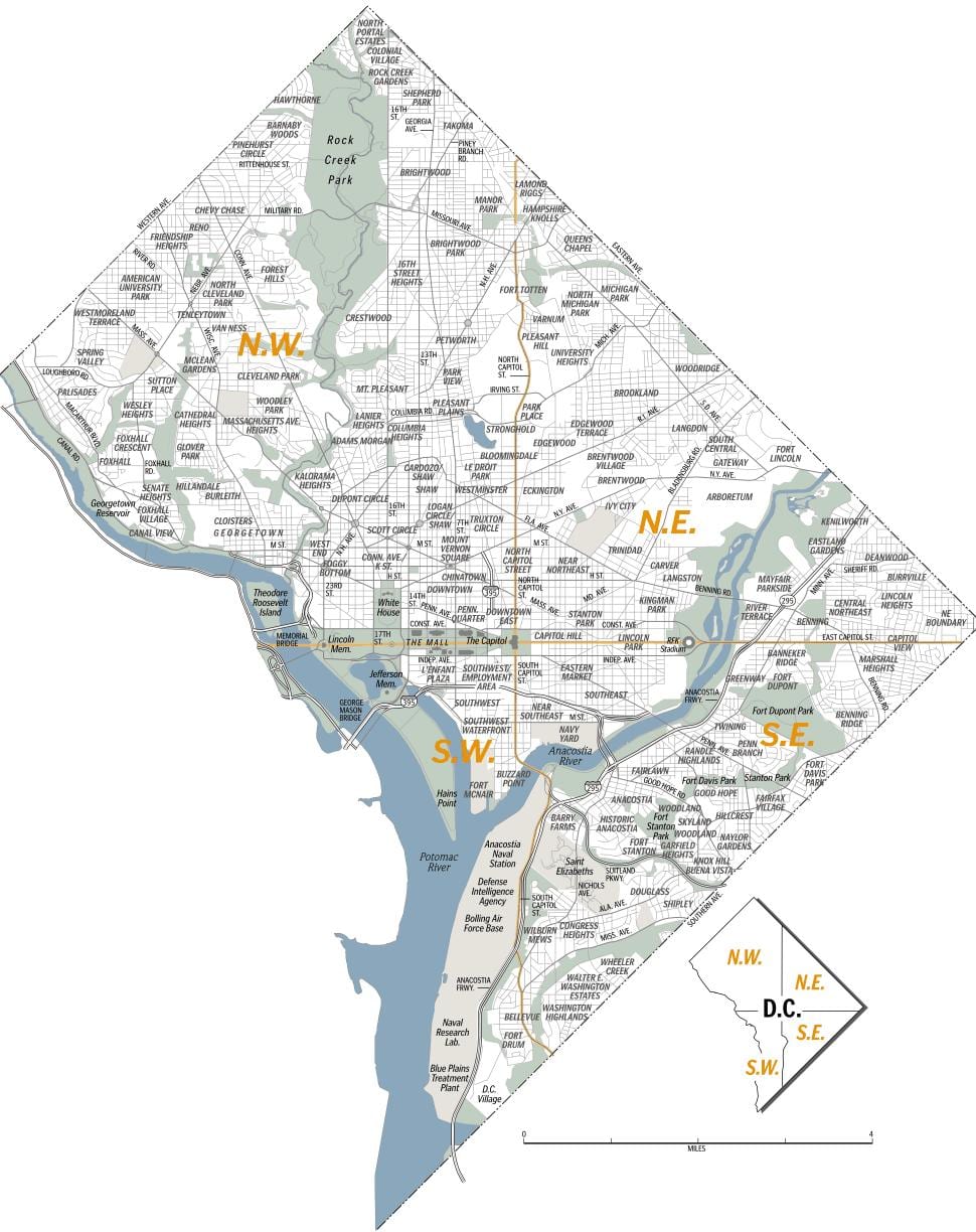 Landkarte von washington dc