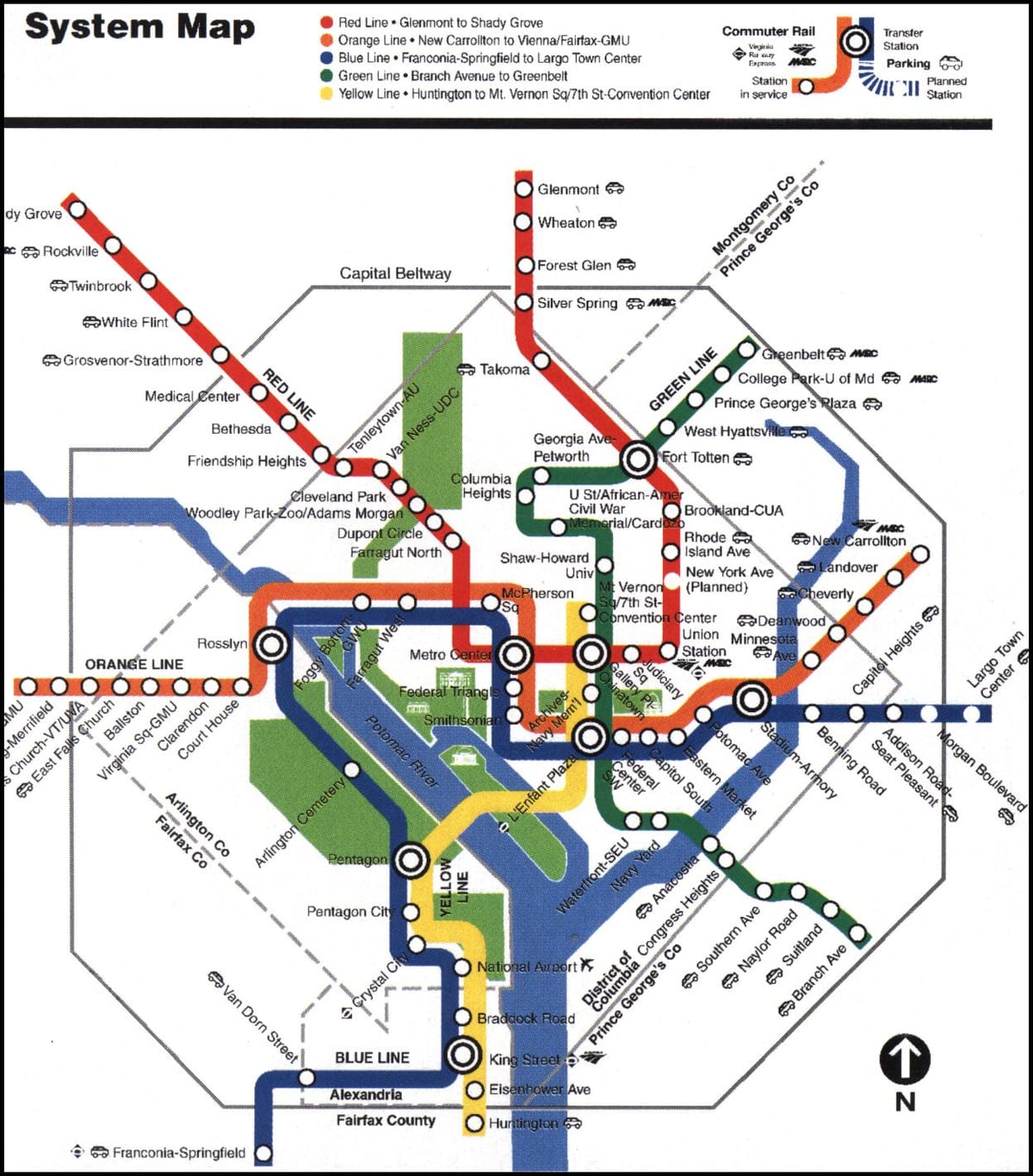 washington dc U-Bahn-Karte