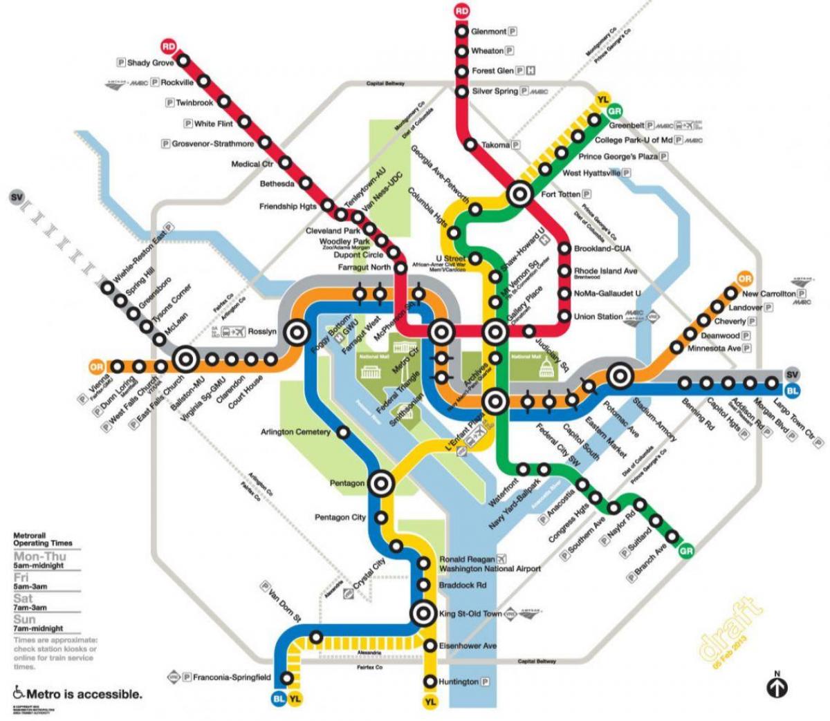washington dc metro rail Karte