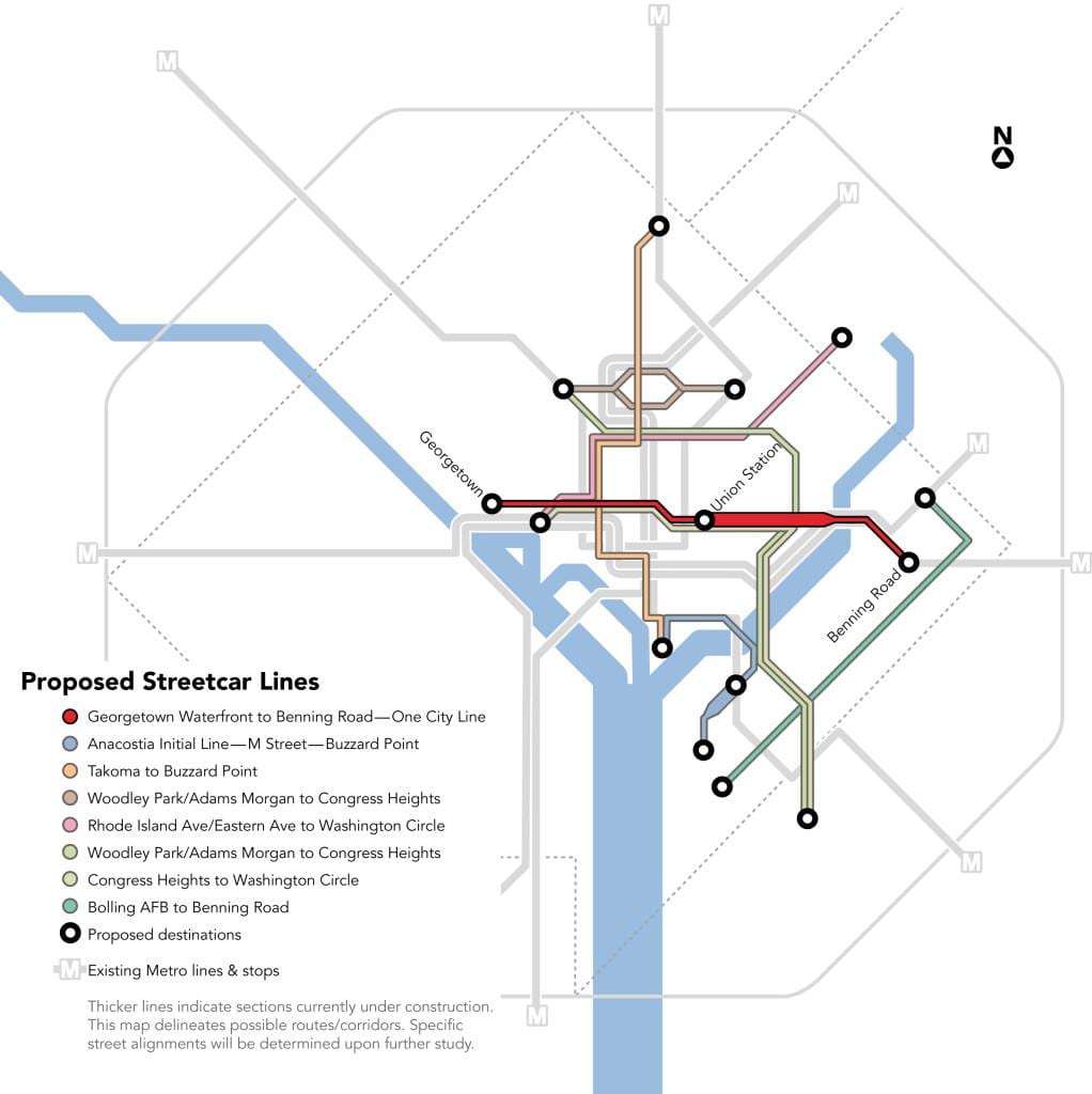 washington dc Straßenbahn map