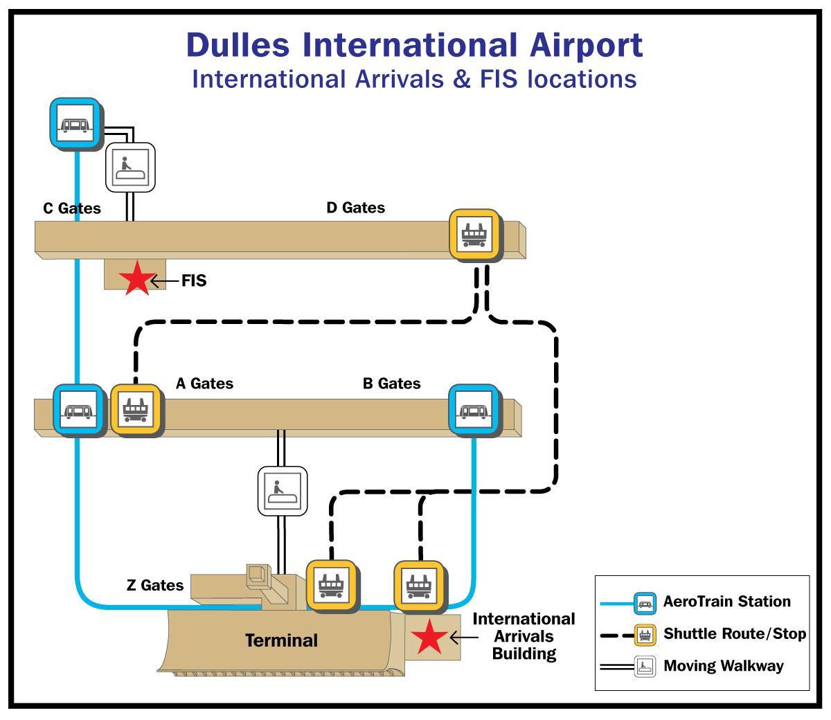 dulles airport gate Karte