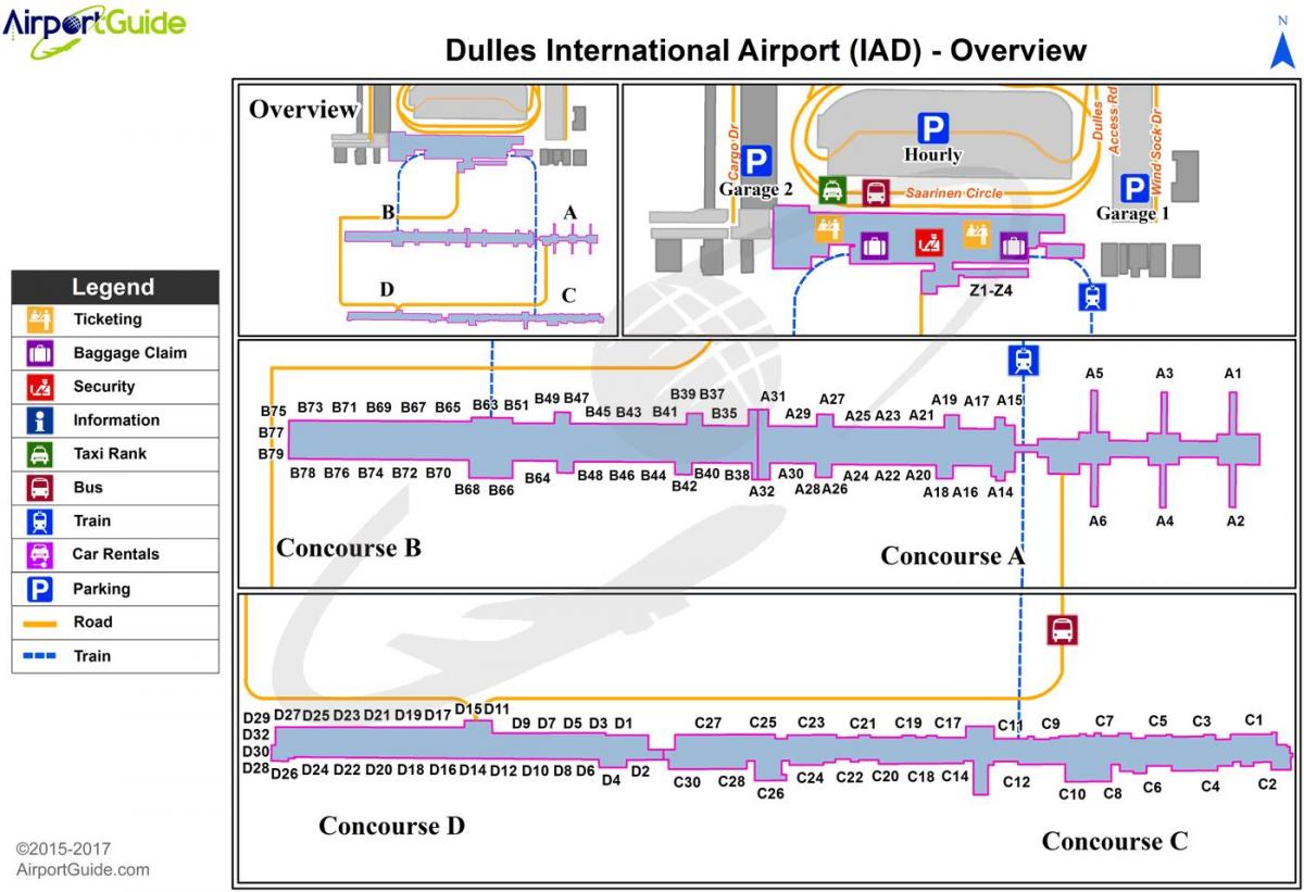 dulles Flughafen-terminal-Karte