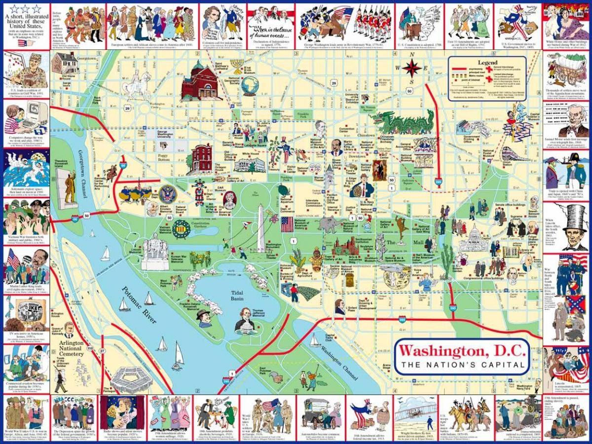 washington dc sehenswürdigkeiten karte Karte von washington dc Sehenswürdigkeiten   Washington dc Karte 