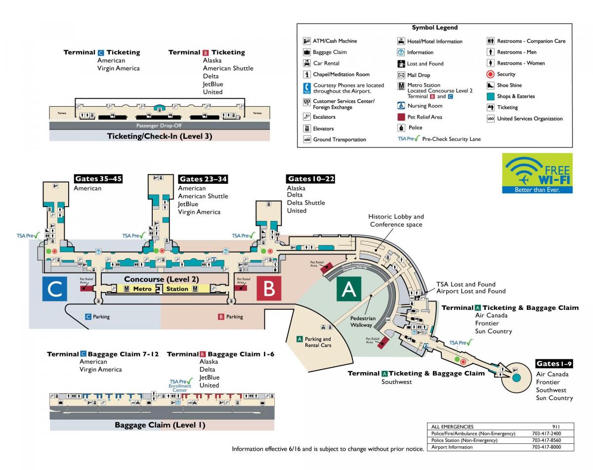 dc-reagan airport Landkarte