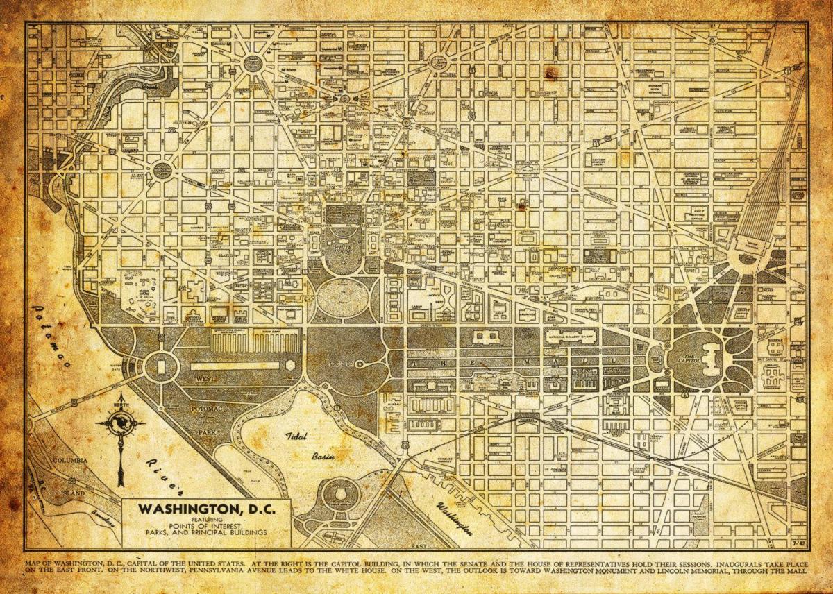 Vintage washington dc-Karte - Vintage-dc-Karte (District of Columbia, USA)