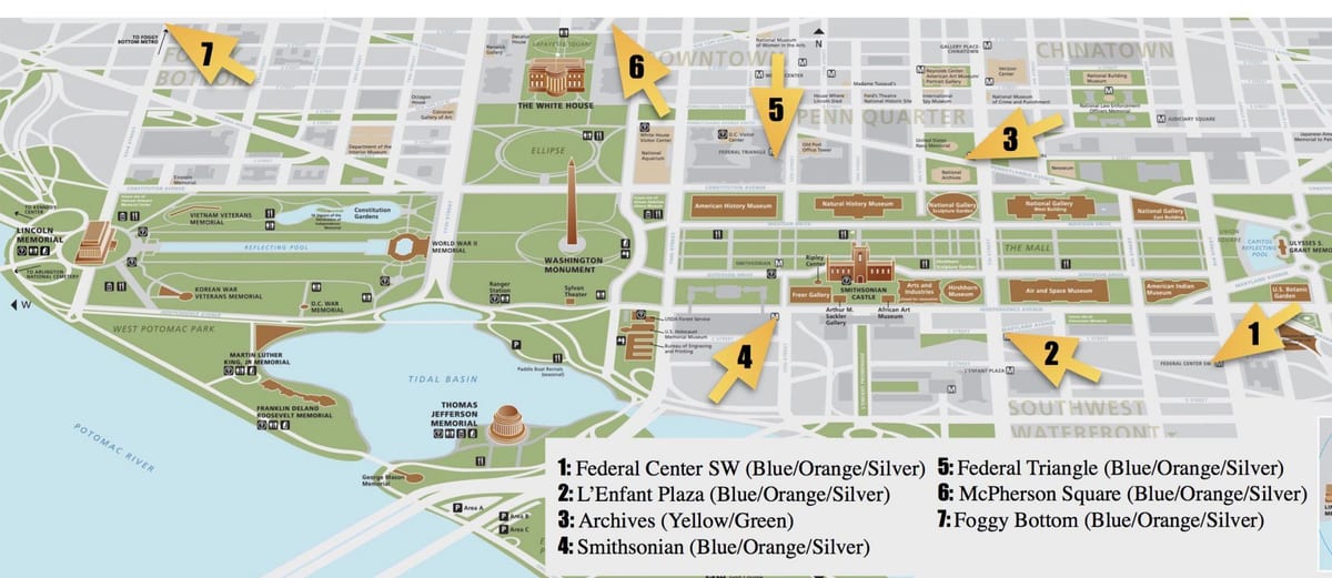 walking-Karte von washington dc monuments