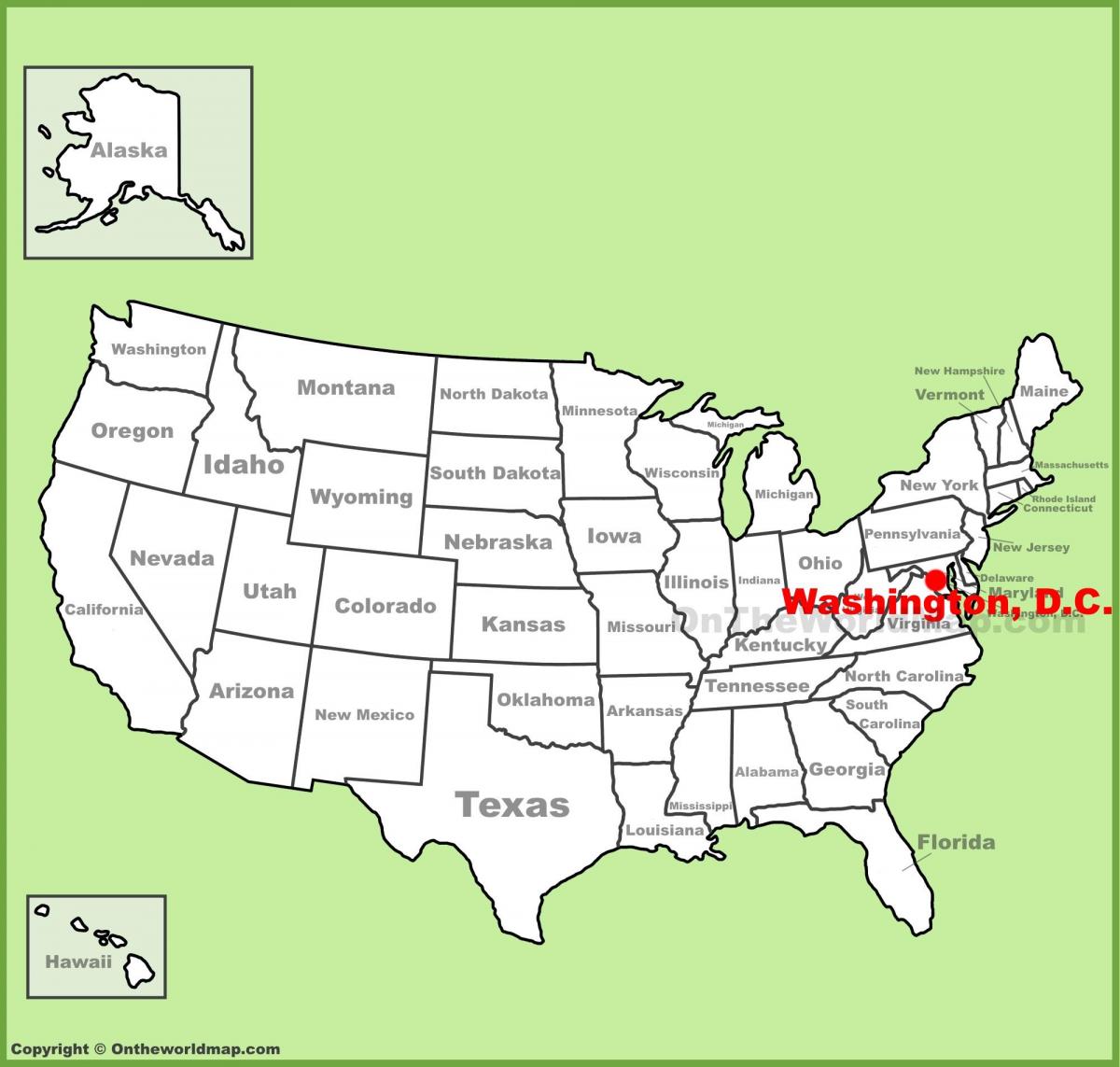 washington dc auf der Karte von Amerika