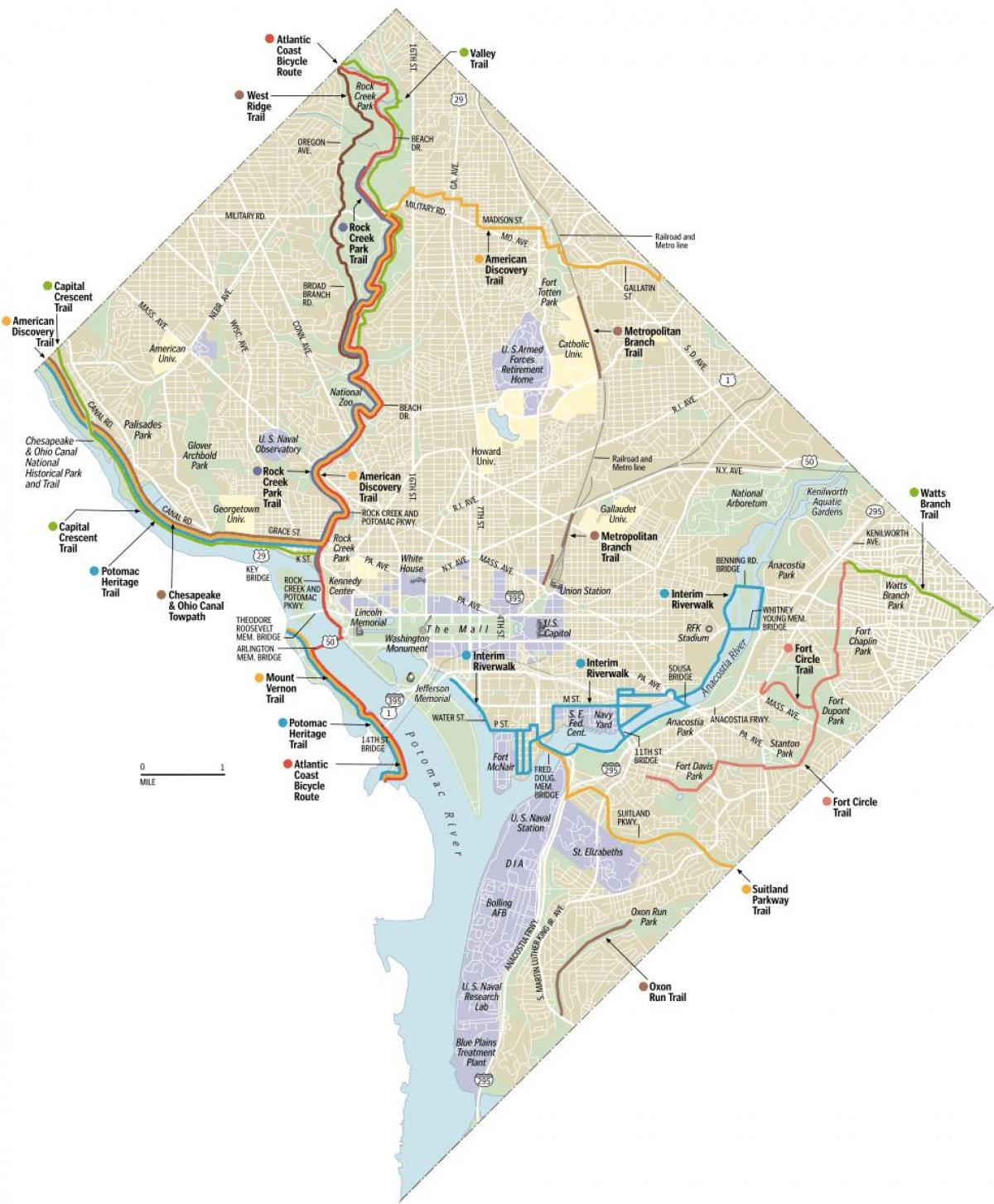 Karte von washington dc Fahrrad