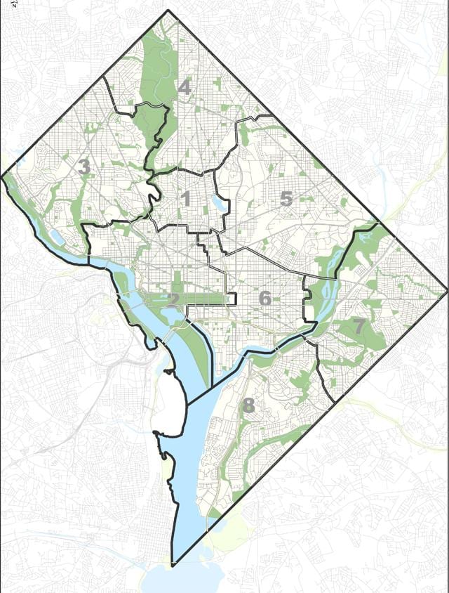 Karte von washington dc, kostenfreies Parken