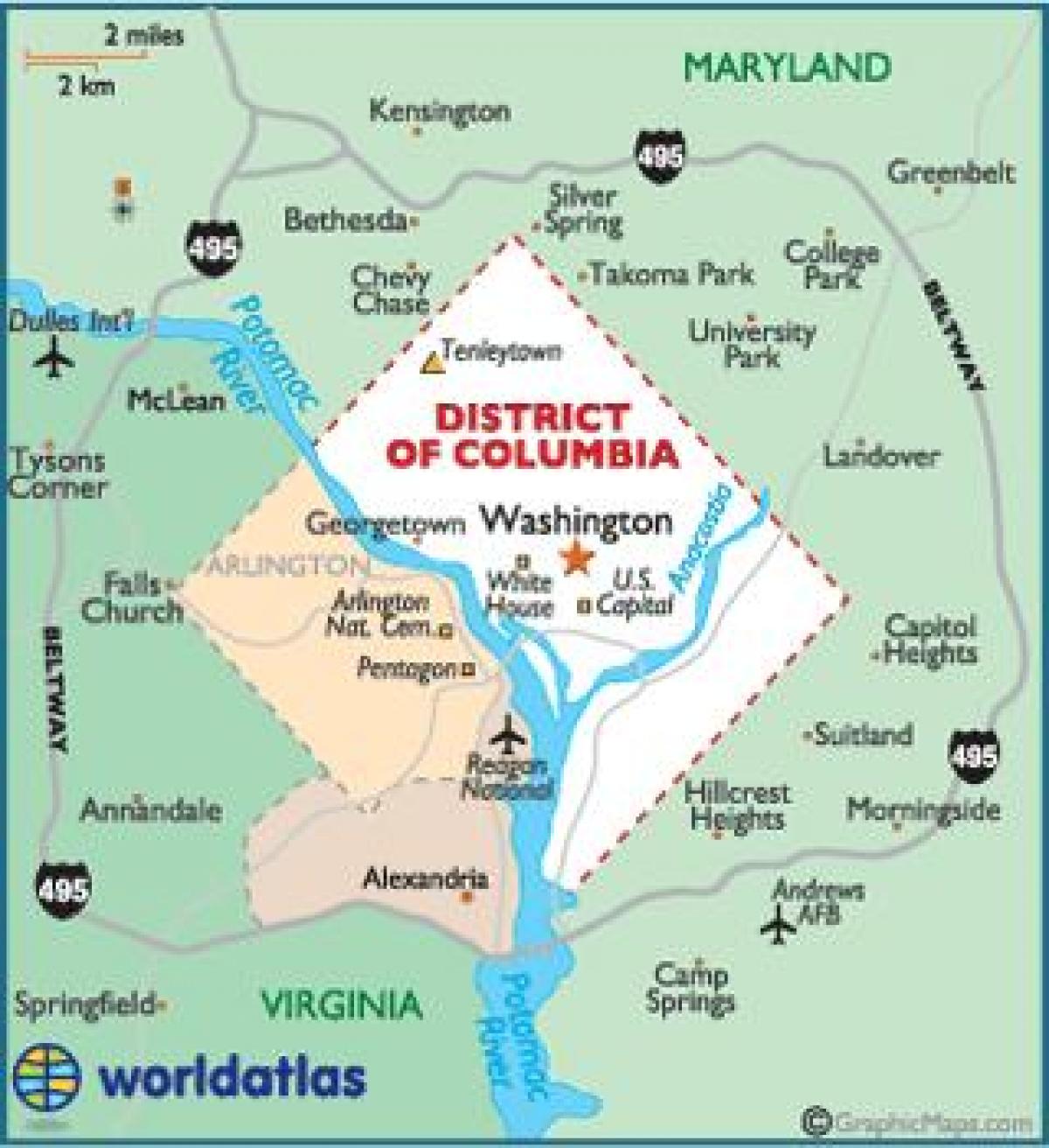 washington dc und washington state map