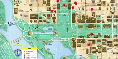Karte von Denkmälern in washington dc