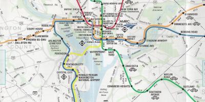 Washington dc-Karte mit den U-Bahn-Stationen