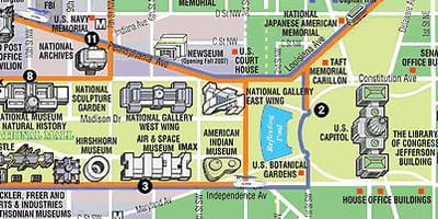 Karte von washington dc Museen und Denkmäler
