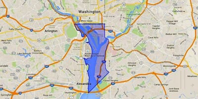 Karte von Südwest-dc